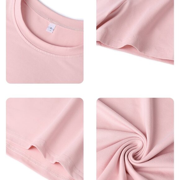 Pink Casual Women's Jesus Loves You Round Neck Short Sleeved T-Shirt - Picture 4 of 4